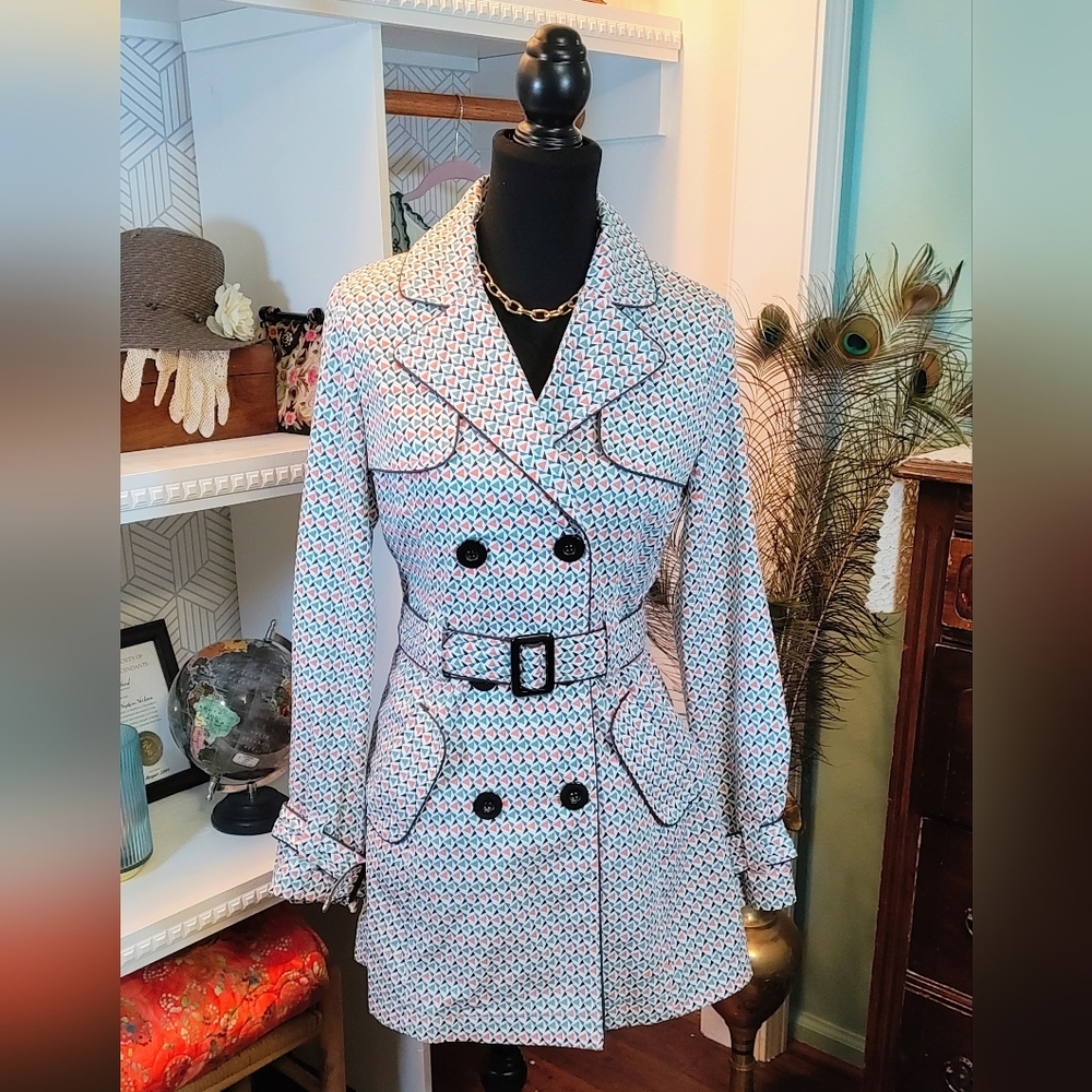 Moon Collection Trench Coat Size Small Geographic Pattern